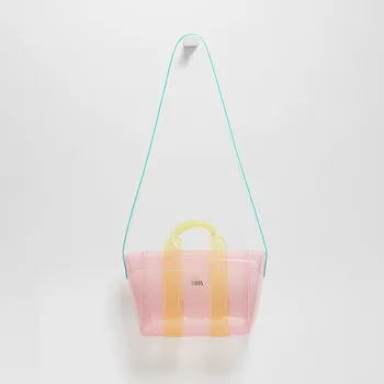 Bolso de hombro para mujer, bolsa de plástico transparente con bloqueo de Color