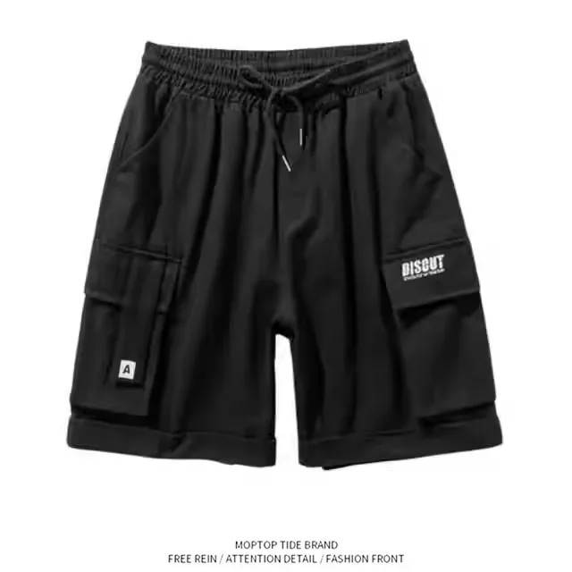 

Summer Streetwear Vintage Men's Loose Wide Leg Casual Shorts Multi-Pocket Trendy Brand Five-Quarter Length Fashionable Pants
