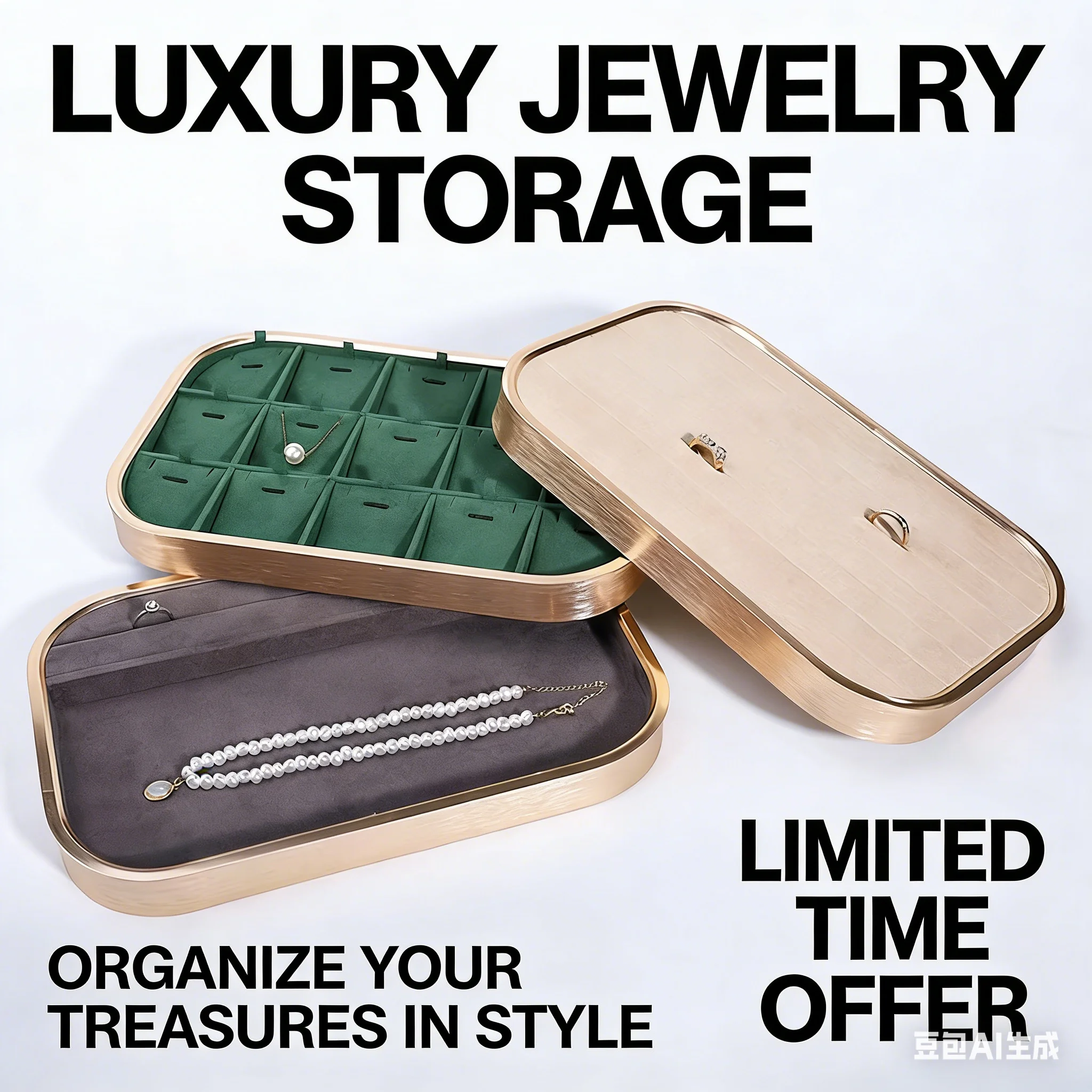 

1 шт. Металлическая бархатная подставка-органайзер для украшений: колье, серег, колец, демонстрационный бокс-витрина, лоток для хранения