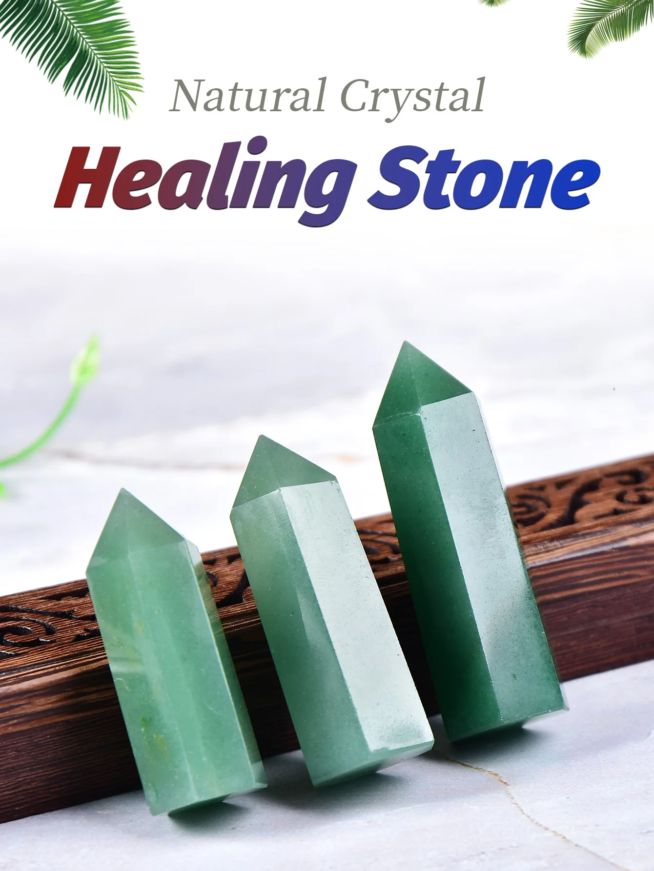 Natural Crystal Aventurine Quartz Point Healing Stone Hexagonal Prisms 50-80mm Obelisk Wand Treatment Stone DIY Gift 1PC