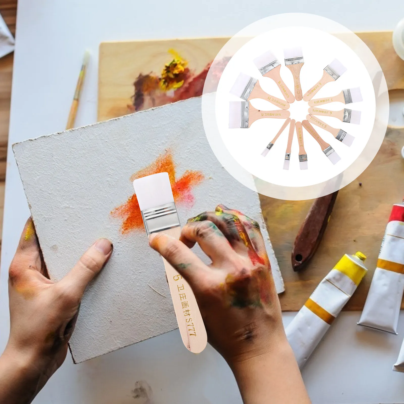 

Набор из 12 нейлоновых кистей для рисования маслом и акварелью, для творчества, школы и художественных проектов, многофункциональный