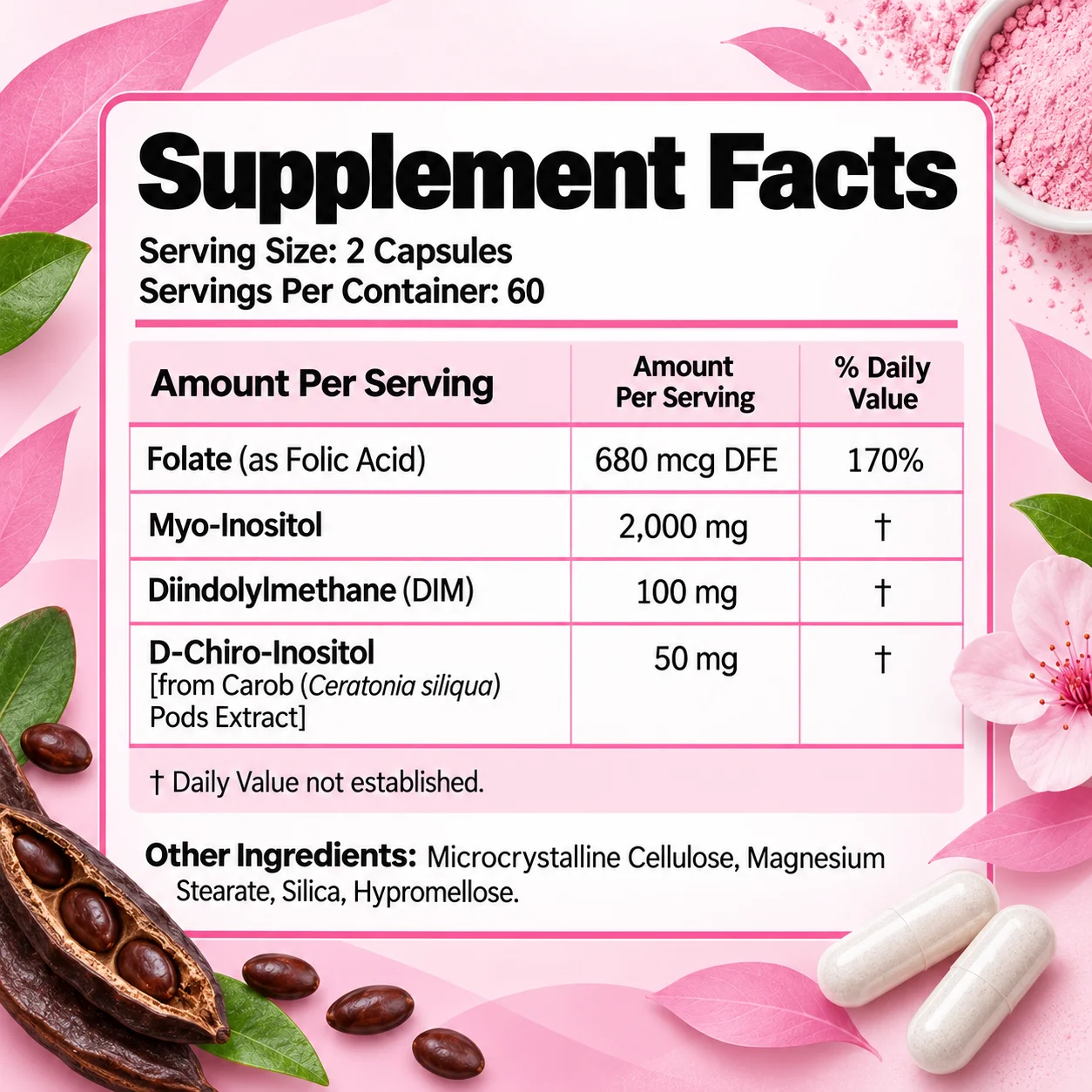 Ovarian Support Capsules - Supports Women's Reproductive Wellness, Healthy Cycles & Hormonal Balance with Myo-Inositol