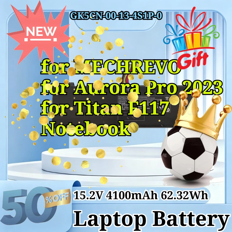 New GK5CN-00-13-4S1P-0 15.2V 4100mAh 62.32Wh Laptop Replacement Battery for MECHREVO for Aurora Pro 2023 for Titan F117 Notebook