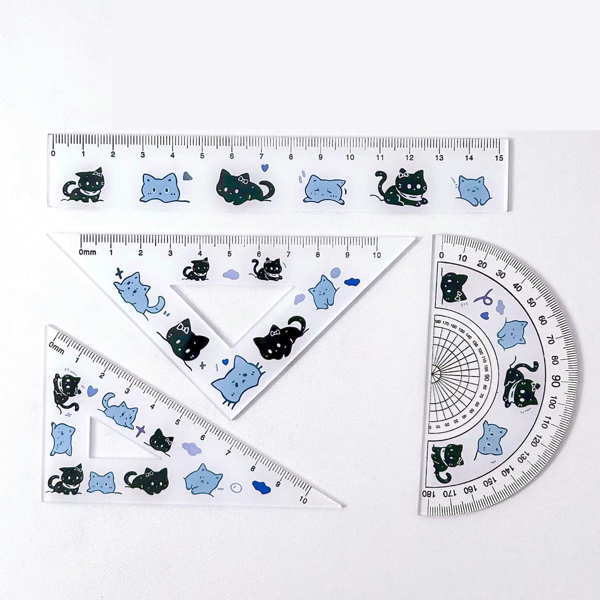 Imagem -03 - Estética Bonito Cat Ruler Ferramenta de Papelaria Material Escolar Útil Angle Ruler Ferramenta de Desenho Acessórios Escolares