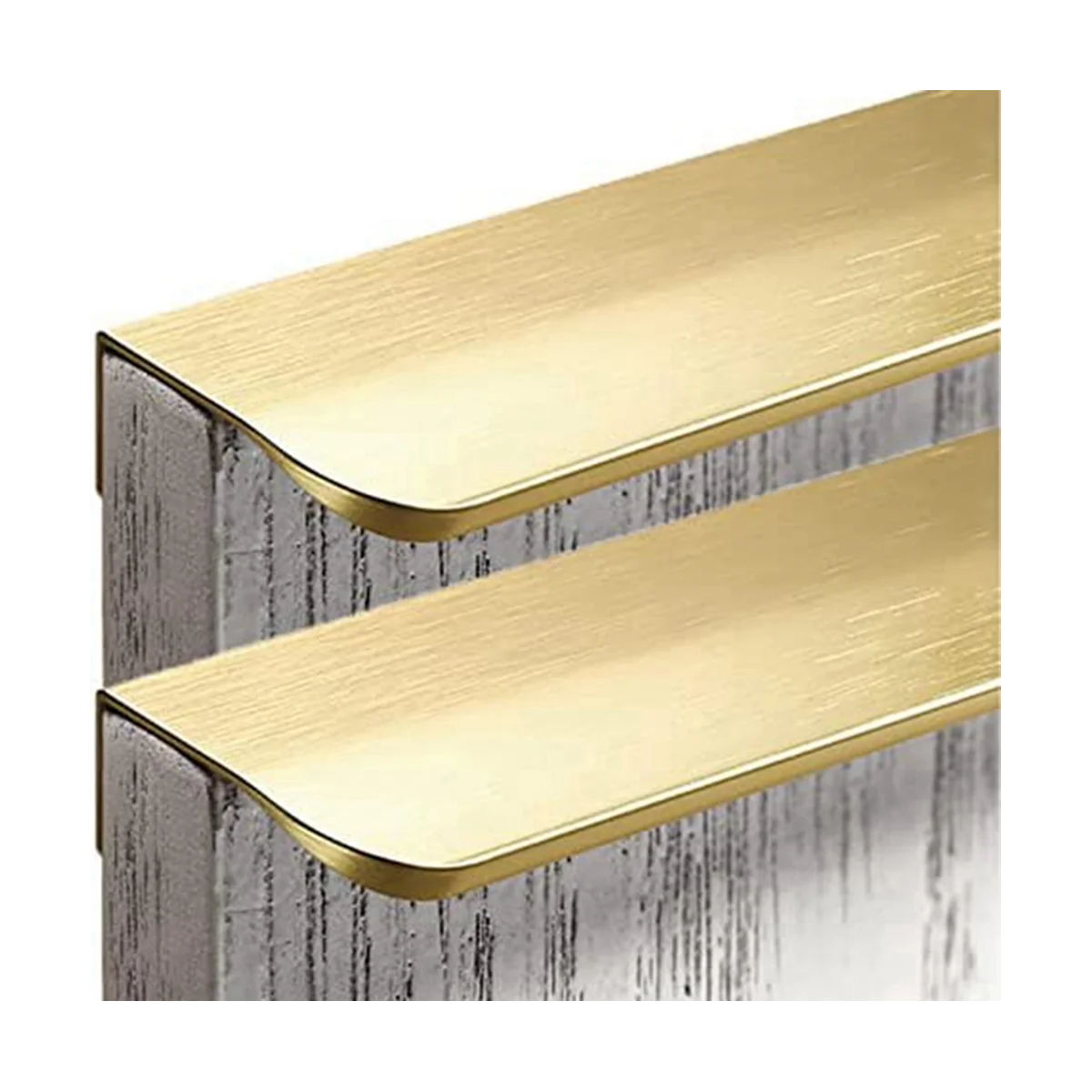 Concealed Drawer Pulls in Aluminium, Gold 2-Pack (Total Length 200mm)