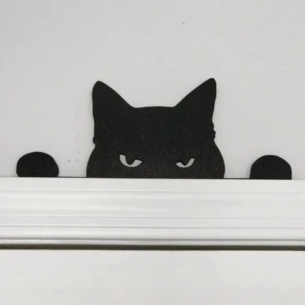 Metal Adorable Cat Door Topper Black Cat Poster Display Metal Door Corner Door Top Decoration Handicrafts Ornaments Decoration