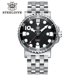 Steeldive-Vidro Luminous Sapphire Azul, Pulseira Engenheiro Cerâmica, relógios de mergulho grosso, Waterproof Case, SD1982, 46,5 milímetros, 25000m, NH35, SD1982