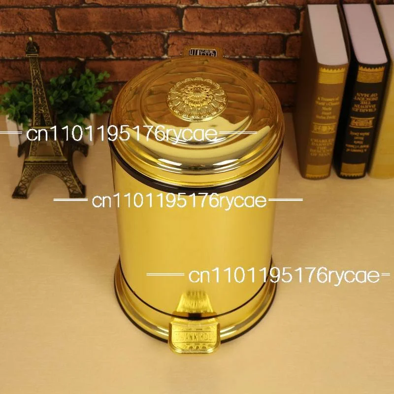 Waste Bin for Home Office Kitchen Bathroom ZM22210L Stainless Steel Antique Trash Can Household Garbage Can with Lid Bronze