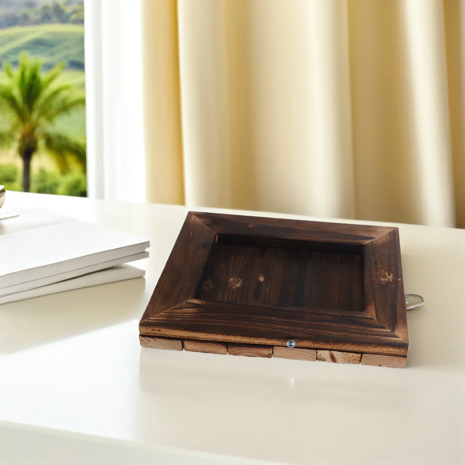 

Настенный кашпо Stag Horn Fern Mount из массива карбонизированного дерева, подвесная рамка для растений 10x8 дюймов, вертикальный настенный декор для орхидей