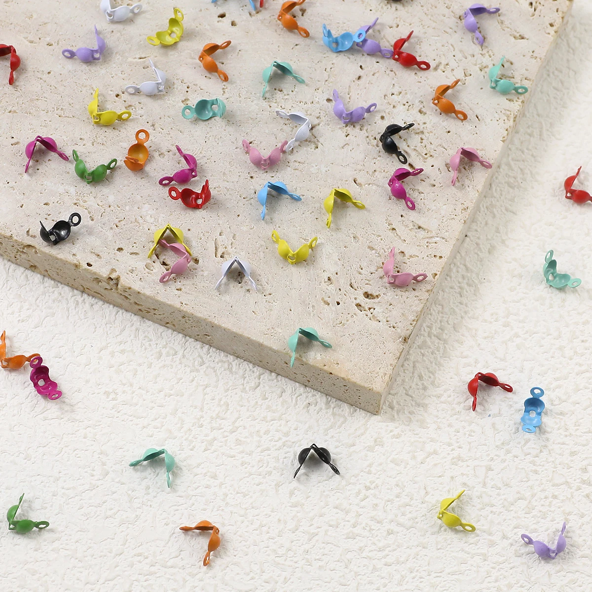 

100/200/500pcs 4*7MM Mix Metal Connectors Clasp Fit Ball Chain Multicolor End Crimps Beads Component For DIY Jewelry Making