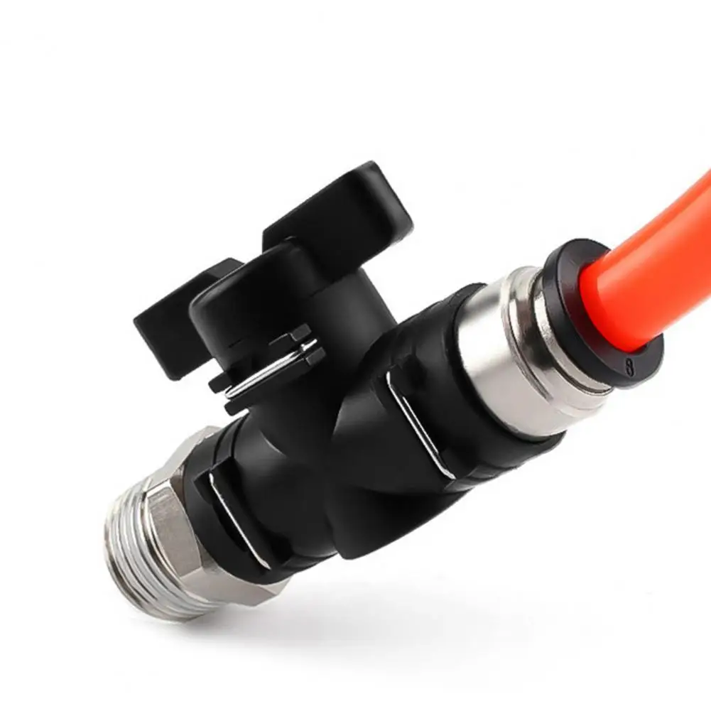 Hand Valve for Pneumatic Systems Pneumatic Push Quick Joint Connector for Air Flow Control Ball Limiting Black Buc
