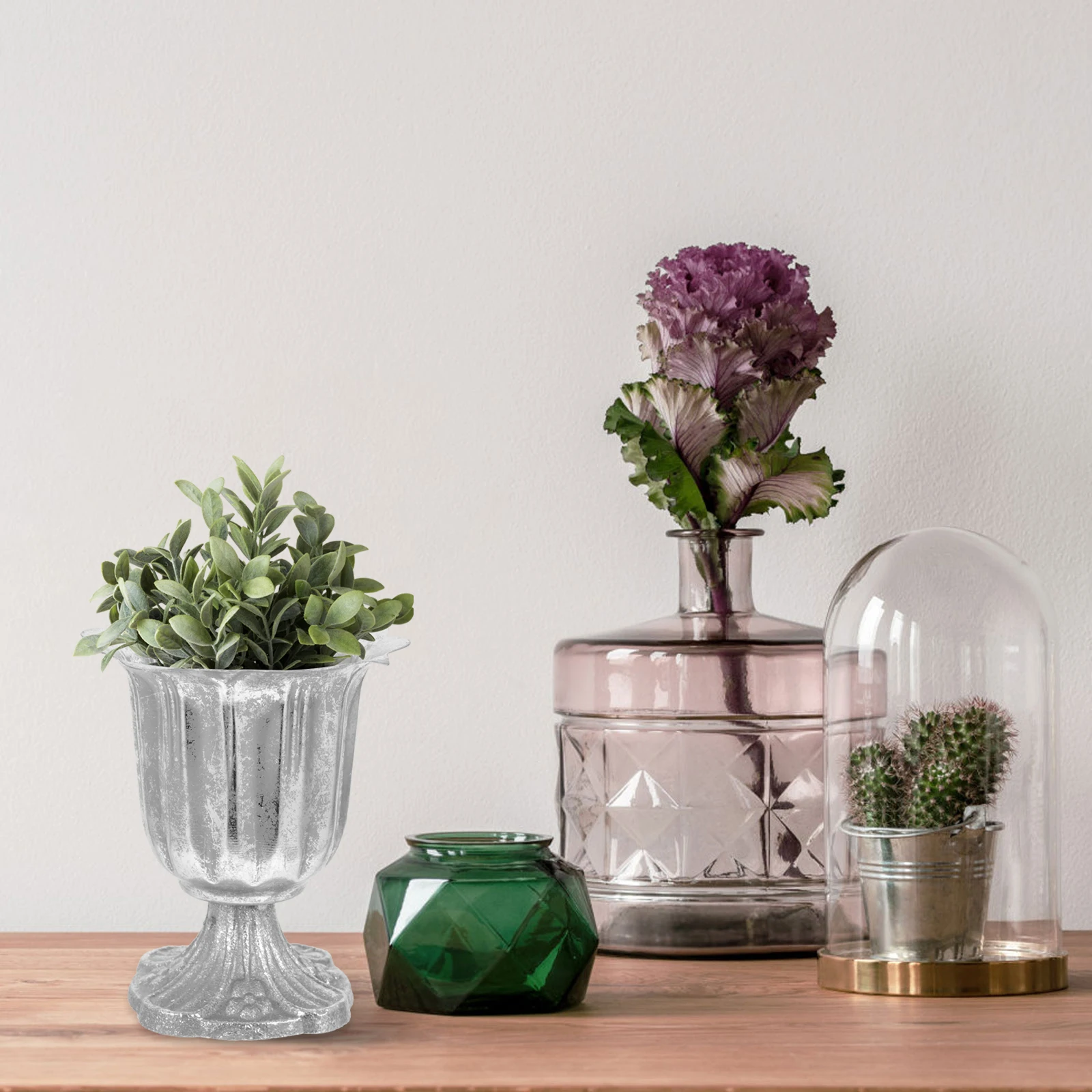 

Cast Iron Base Flowerware Indoor Vase Planter Retro Decor Metal Barrel European-style Pot Wedding Baby Vintage Christmas
