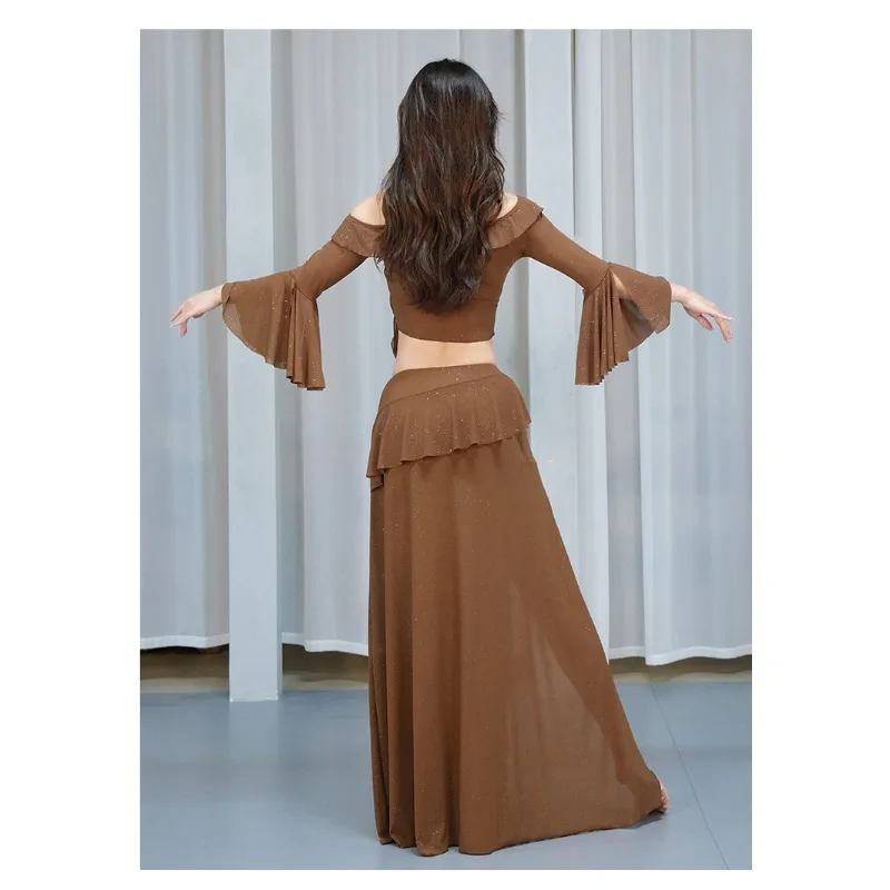 customized New belly dance costumes performance outfit mesh sequin sexy long skirt set Oriental dance practice outfit for women