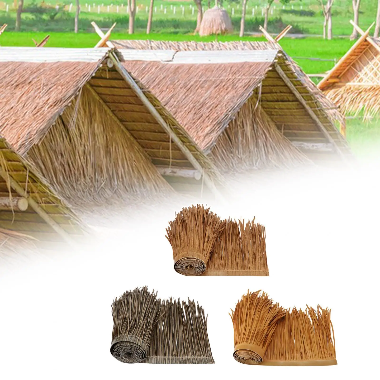 Straw Roof Thatch Panel Palm Thatch Roll Simulation Accessories Ornament Multi Use 39inx20in Grass Skirting Roof for Bar