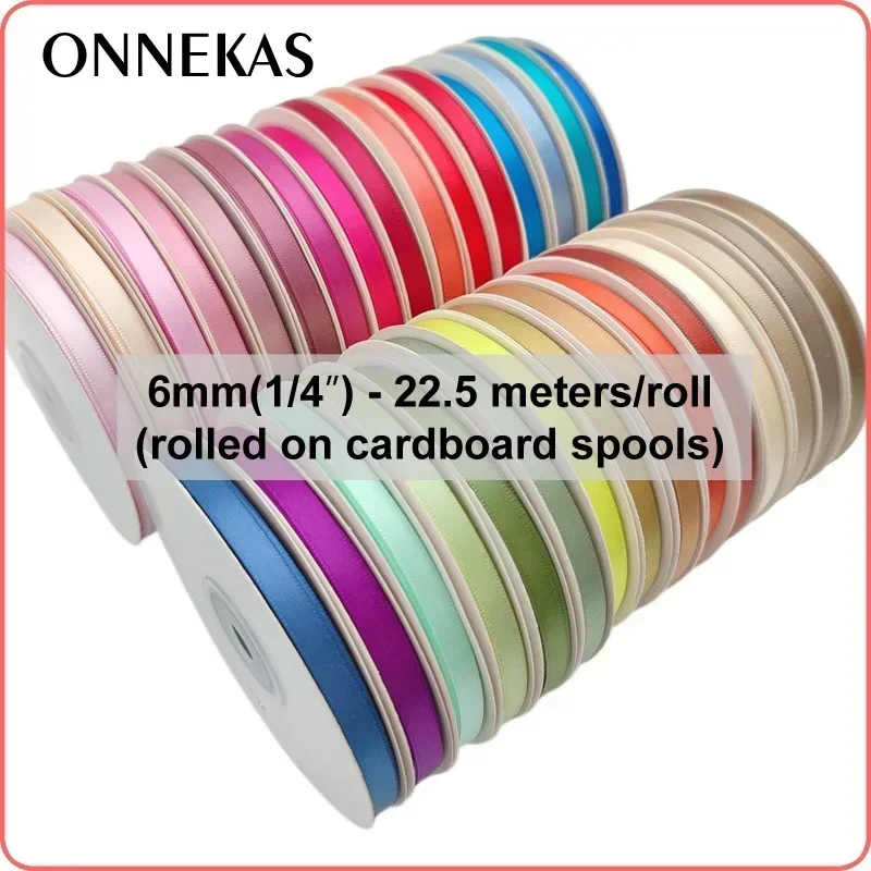 (43-84) 22.5Meters 6/9/16/25/38mm Double Sided SATIN RIBBON Top Quality 100% Polyester Double Face Silky Ribbon for Eternal Rose