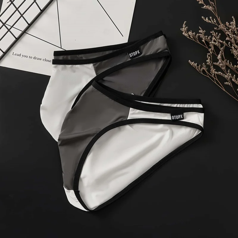 GTOPXMAN กางเกงในชายบางไอซ์ซิลค์ระบายอากาศบิกินี่ U นูนต่ำเซ็กซี่บุรุษชุดชั้นใน 6 แพ็ค