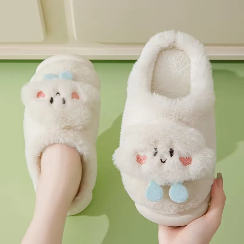 

Winter new cloud cotton shoes cartoon cute plush slippers indoor warm fluffy soft-soled cotton slippers couple warm plush shoes