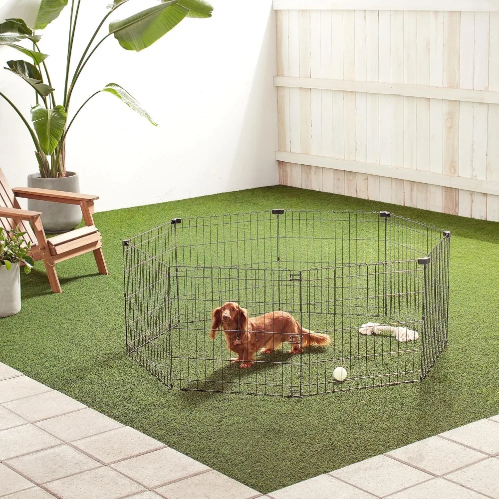 Foldable Octagonal Metal Exercise Pet Play Pen for Dogs, Fence Pen, No Door, Extra Small, 60 X 60 X 24 Inches