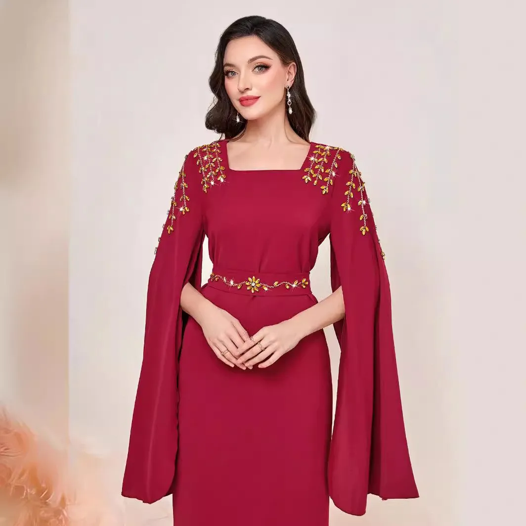 Women's Long Sleeve Beaded Dress for Wedding Guest Elegant Party Prom Wedding Party Guest Wedding Party For Wedding Prom