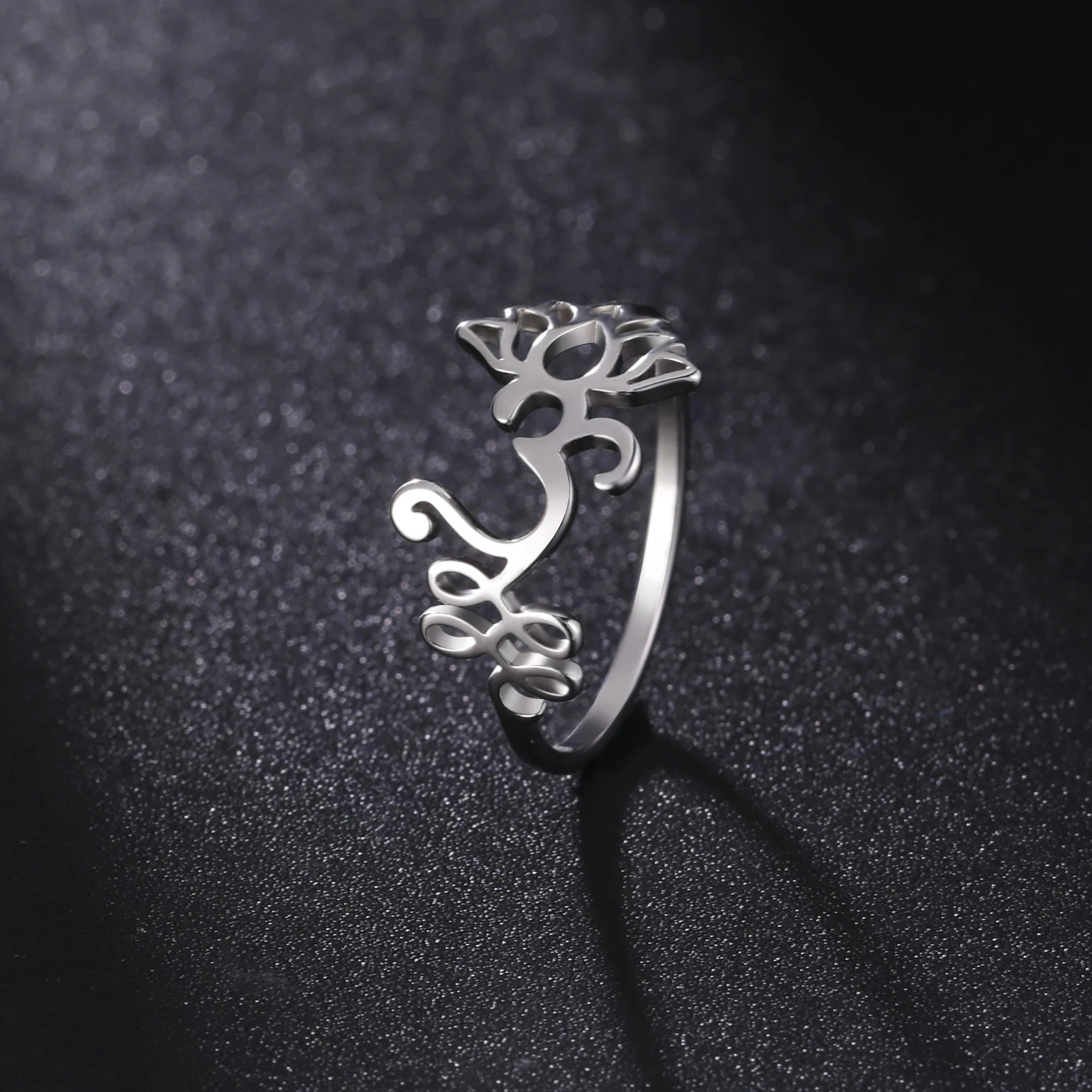 Dreamtimes Buddhism Lotus Flower Unalome Finger Ring Women Minimalist Stainless Steel Party Valentine's Day Jewelry Gift 2023