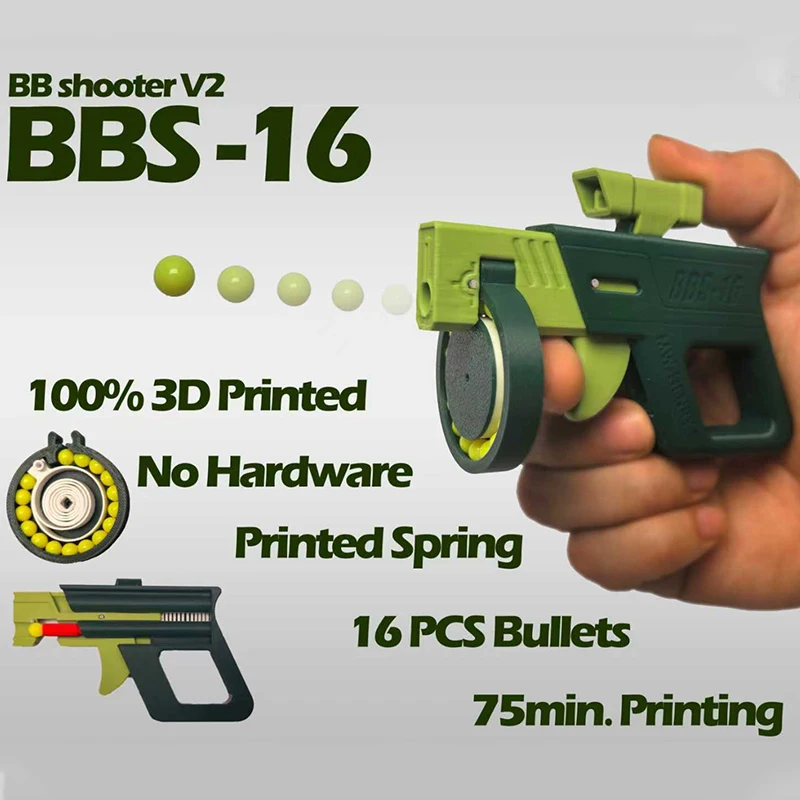

BB Bullet Marksman Soft Bullet Toy Gun With Magazine That Can Hold 16 Bb Bullets Safe Pollution-Free 3D Printed Toy Gun For Boy