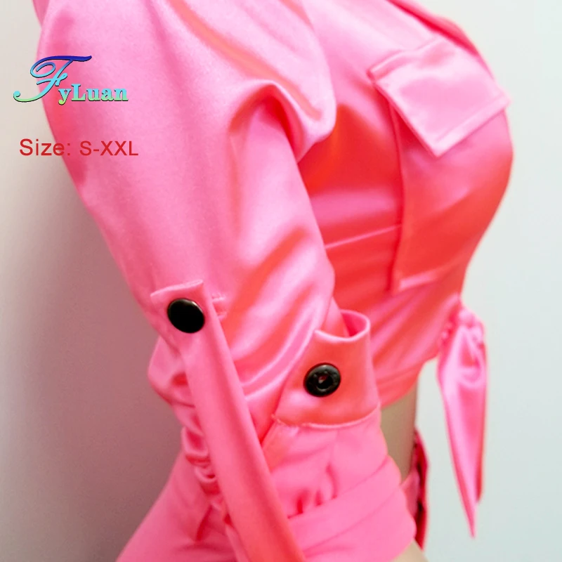 2025 New Chic Fashion Set a due pezzi Giacca da donna sexy a maniche lunghe con scollo a V profondo e pantaloncini attillati in tinta unita Set casual