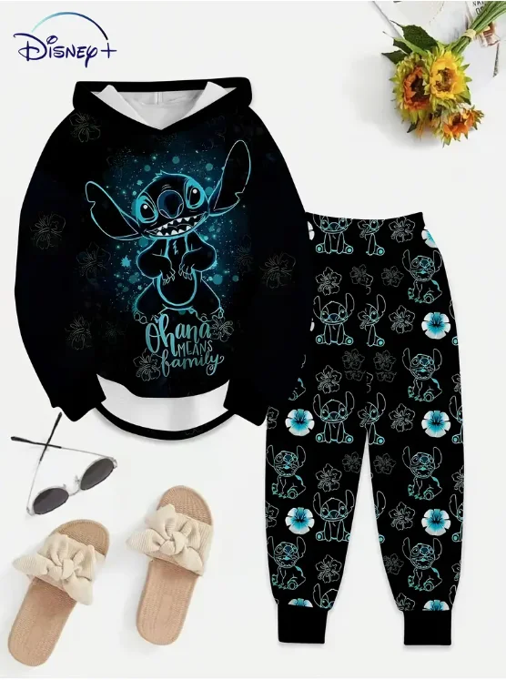 

New Autumn and Winter Casual Hoodie Set, Harajuku Y2k Disney Stitch Sweatshirt Set, Retro and Fashionable Parent-child Outfits