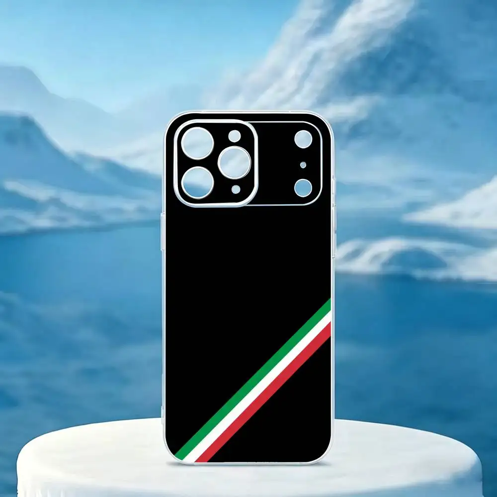 I-Italy Flag P-Printed  Phone Case For iPhone 14 16 15 17 13 12 11 Pro Max Plus Transparent TPU Soft Case