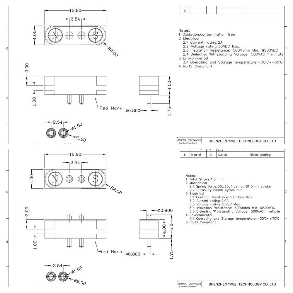 2A DC Magnetischer Pogo-Pin-Steckverbinder 2-9-polig, Pogopin Stecker und Buchse, Abstand 2,5/2,80mm, federbelastete DC-Strombuchse – Detail 14