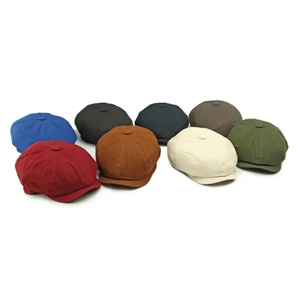 Street Style Vintage Beret Hat Solid Color Adjustable Octagonal Hat Cotton Breathable Golf Scally Hat Four Seasons
