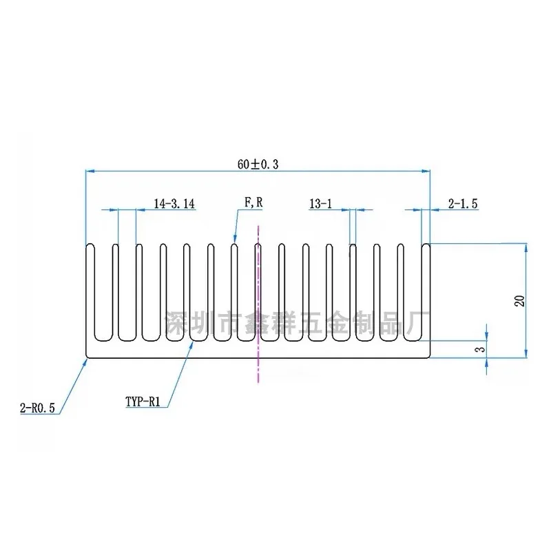

Высокомощный радиатор из алюминиевого профиля 200x60x20 мм с закрытыми зубьями для графических карт ПК, ультразвуковое охлаждение материнской платы