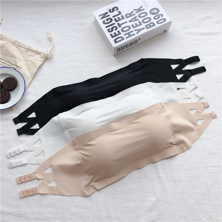 Ice Silk Strapless Bra Girls Seamless Crop Tube Top Bralette for Women Sexy Soft Bras Large Size Bustier Tops Summer Underwear