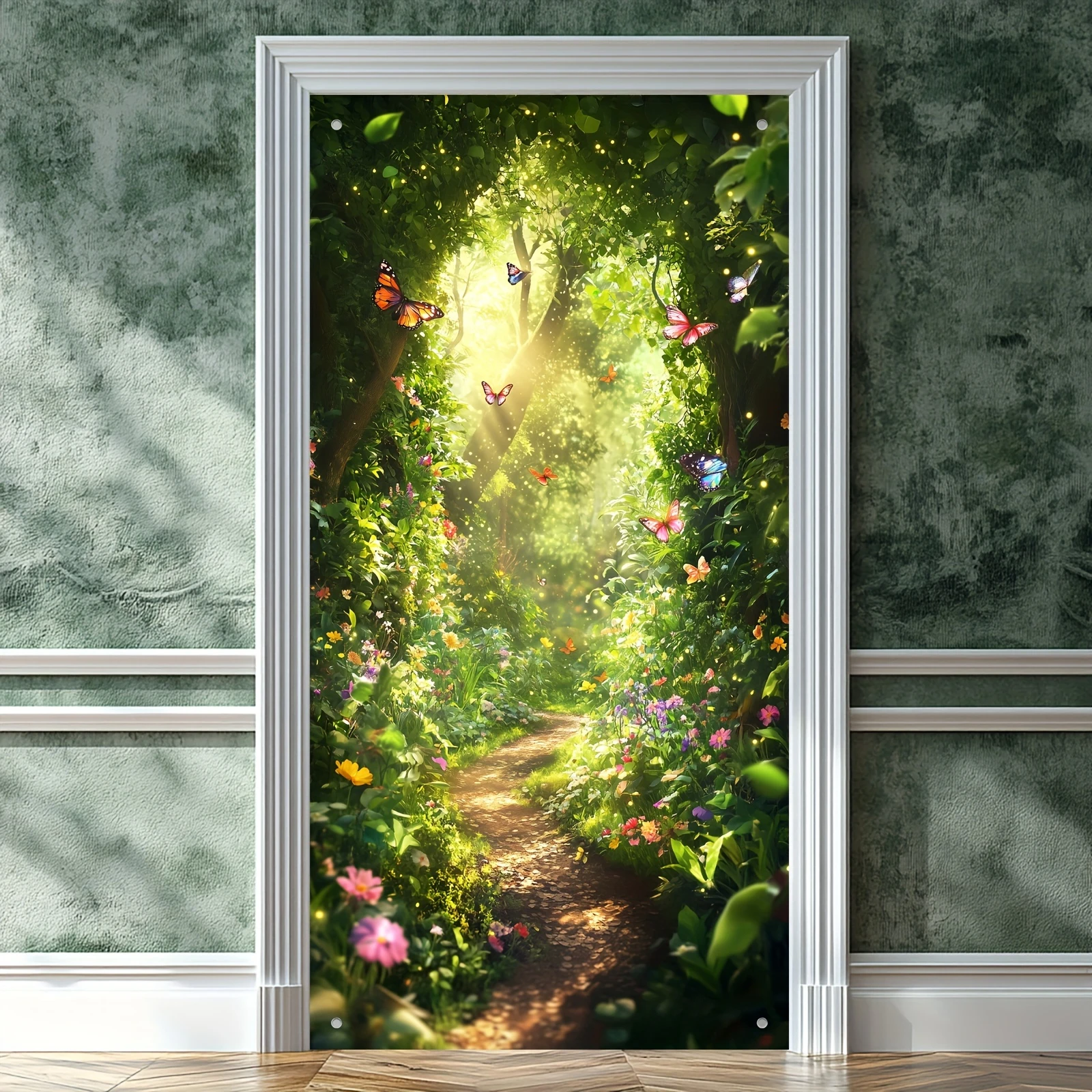 Enchanted Forest Fairy Tale Door Cover - Versatile Polyester Porch Banner for Front Door, Living Room & Hallway Decor