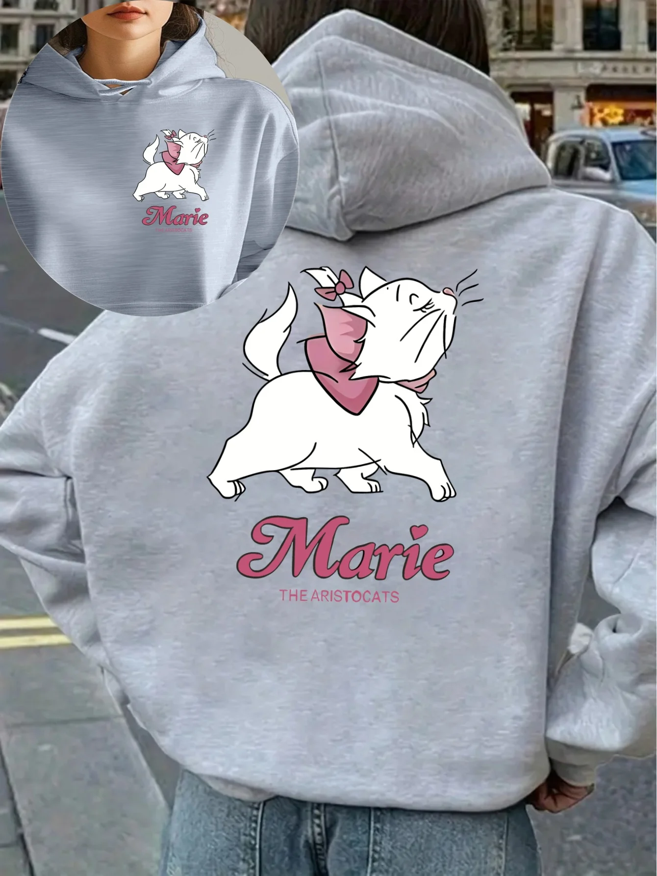 新しいディズニーマリー柄女性パーカー秋冬カジュアルユニセックスプルオーバートレーナー服パーカーストリート特大