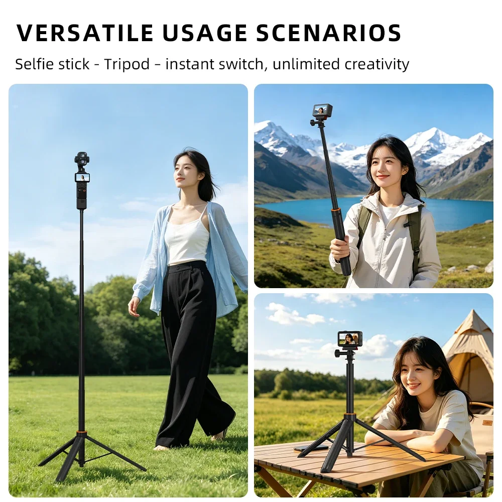 Flymile Ein-Klick-Aufklapp-Stativ für DJI Pocket 4/4P/3/Insta360 X6/Gopro Kamera, 1,6 m verstellbarer Selfie-Stick für Vlgo-Video. – Detail 13