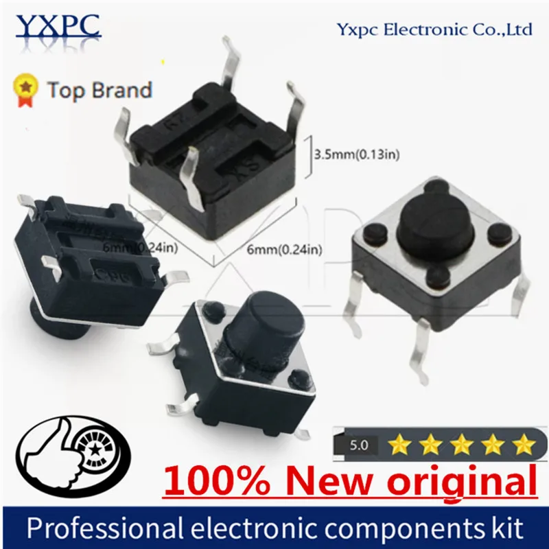 20/50pcs Push Button Switch DIP4 6*6*4.5/6*6*6.5 Tact Switch Tactile 6x6x4.5/6x6x6.5/7/8/9/10/11/12/13/14/15/16/17/18H SMD SMT