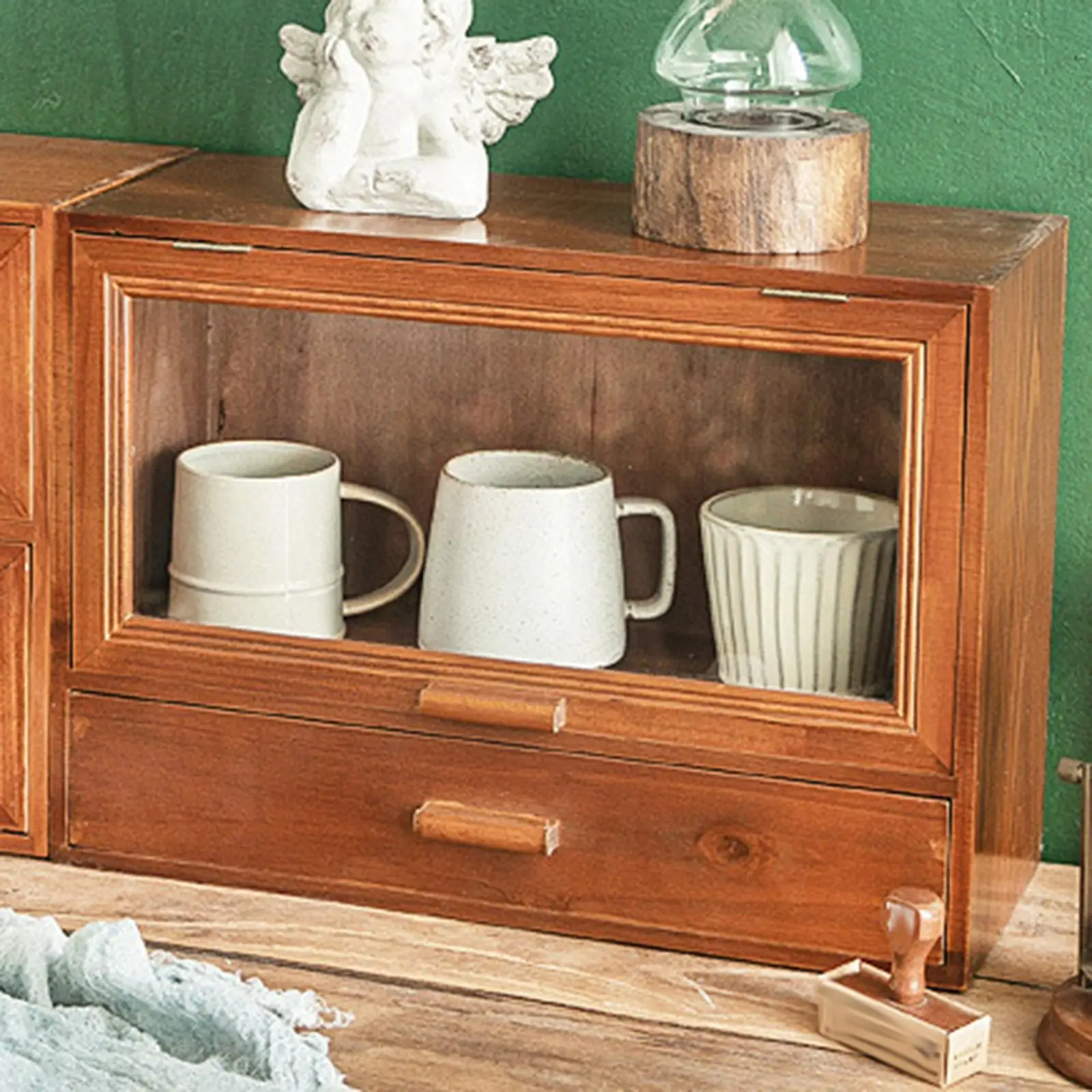 

Desktop Storage Cabinet Rack Shelf Small Organizing Cabinet Display Case for Toys Sundries Coffee Mugs Cosmetics Holder Vanity