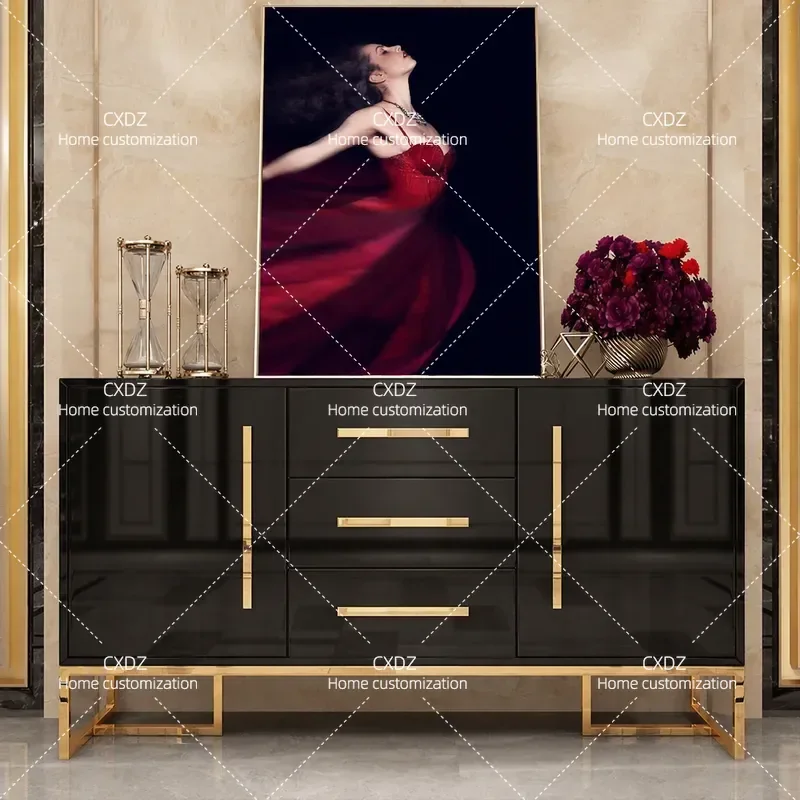 Light luxury dining side cabinet simple post-modern living room dining room side cabinet paint tea cabinet multi-functional