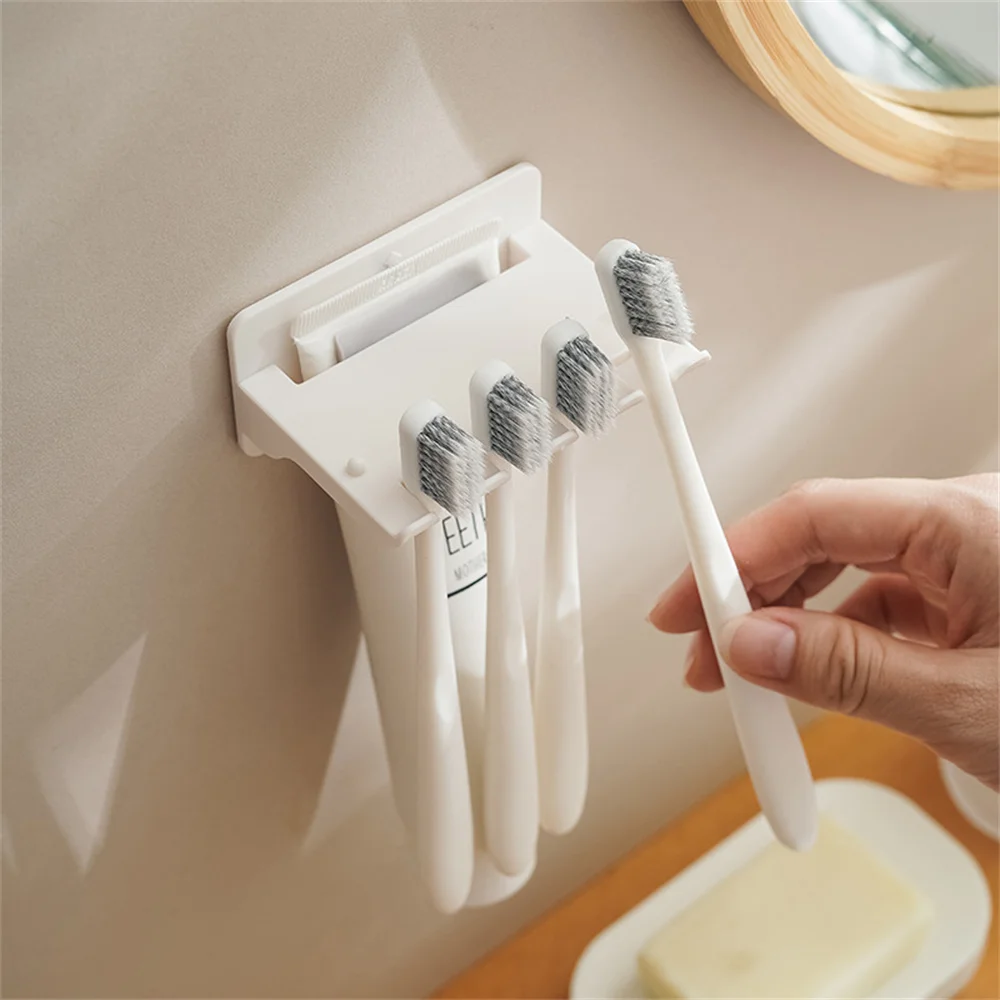 Appliance Rack Convenient Innovative Wall-mounted Toothbrush Holder With Storage Bathroom Toiletry Rack Toothpaste Holder