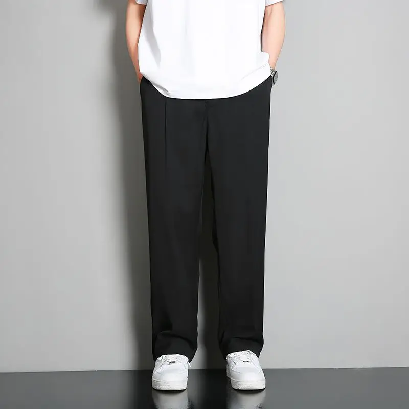 

Men's wide leg straight leg loose spring summer cool casual pants with a drooping feeling DK college uniform suit pants M-4XL