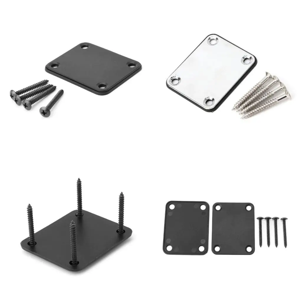 Q39E 1pc Electric Guitar Neck Plates with 4pcs Screws for Guitar  Bass Replacement Parts Accessories (Stainless Steel)