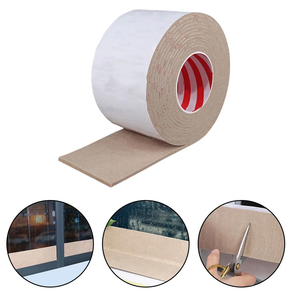 1pc Anti-condensation Absorbent Strip Anti-condensation Felt Strip Brown 8cm*5 Meter Glass Absorbent Sticker Weather Stripping