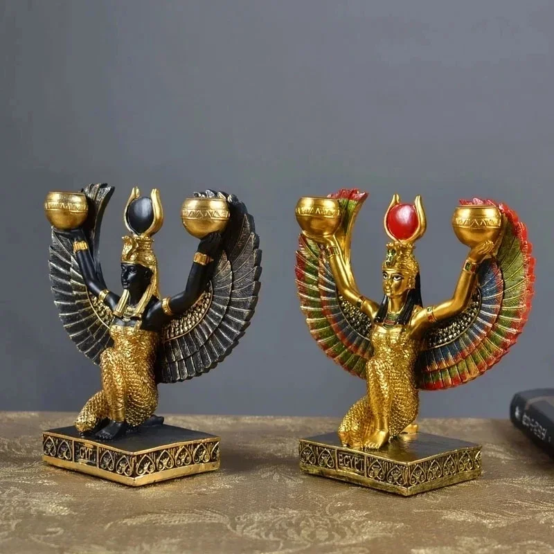 

Egyptian Mythology Goddess Isis Souvenir Statue Creative Queen Candlestick Decoration Desktop Figurines