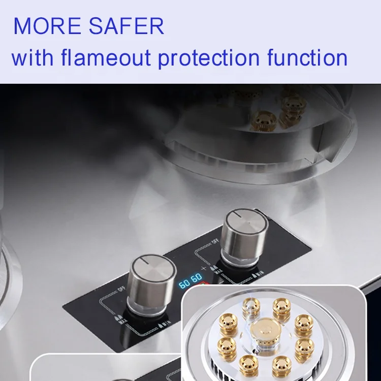 2口ガスコンロ - ステンレス製ビルトインクックトップ、LPG用ハイフレーム、業務用/家庭用