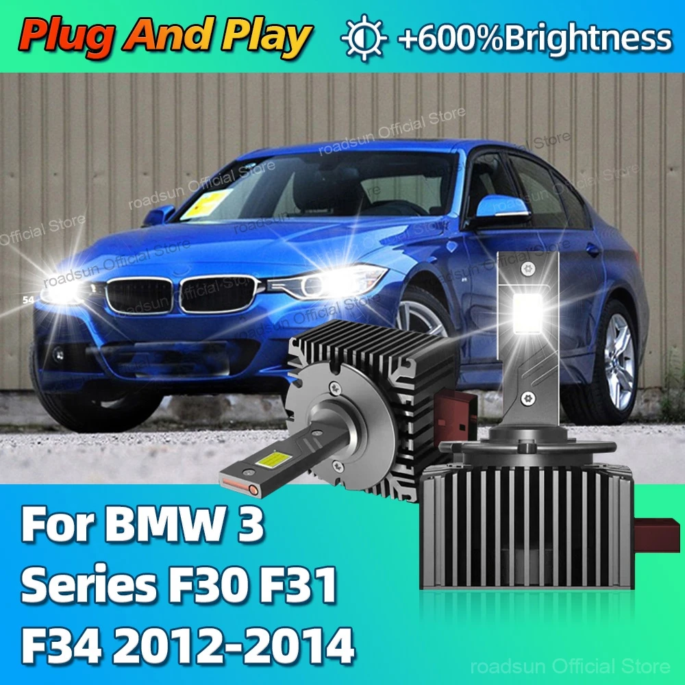 

2 шт. светодиодные фары HID D1S, автомобильные лампы Canbus 30000LM, яркие для BMW 3 серии F30 F31 F34 2012 2013 2014, лампа с длительным сроком службы