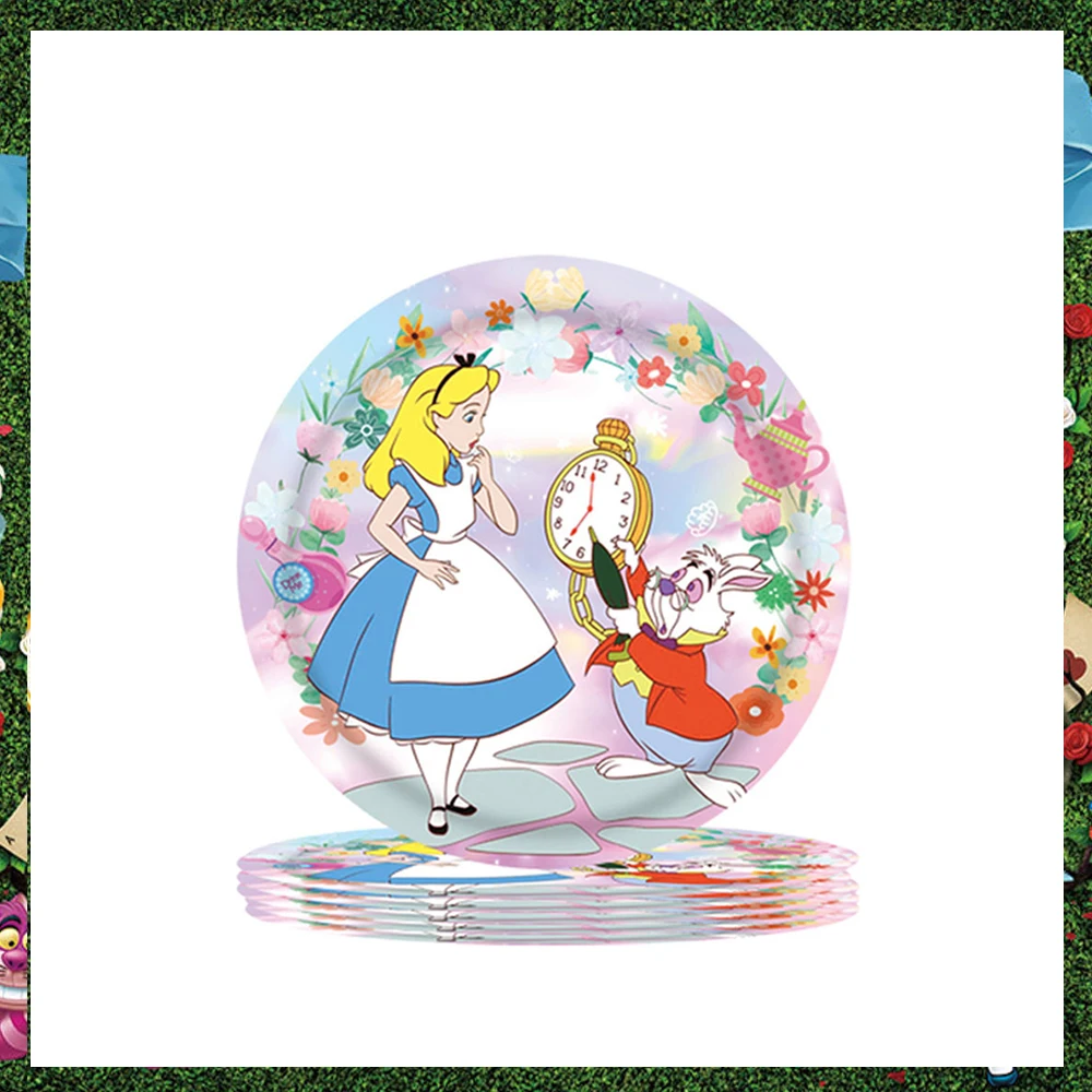 Disney Alice in Wonderland Party Supplies Balloons Cup Plates Napkins Tableware For Kids Baby Shower Birthday Party Decoration