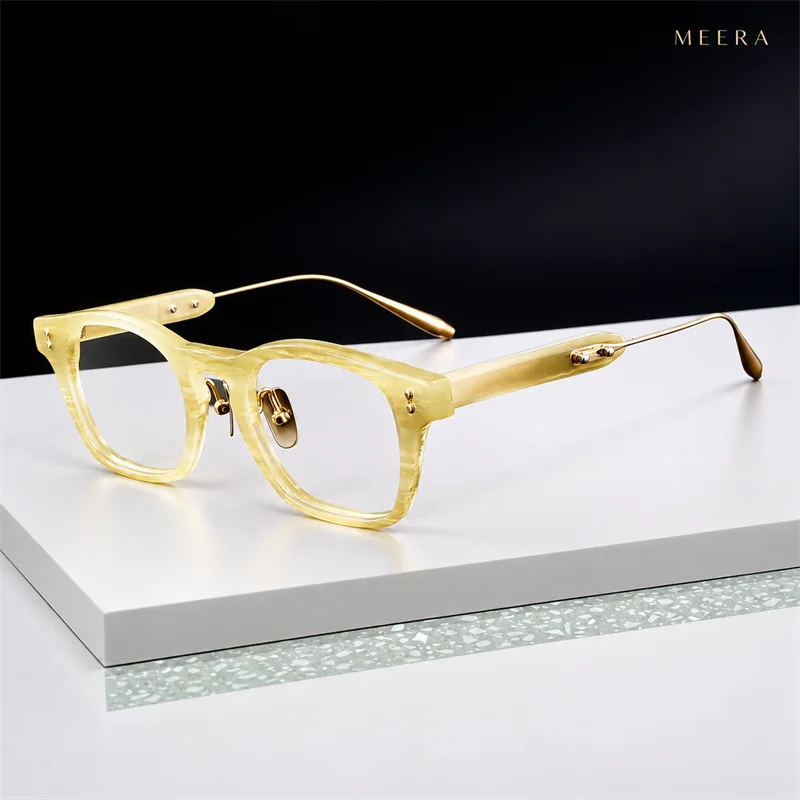 AKX-418 Men's Business Square Browline Eyeglasses Frames Anti-Blue Reading Glasses Myopia Hyperopia Customizable Prescription