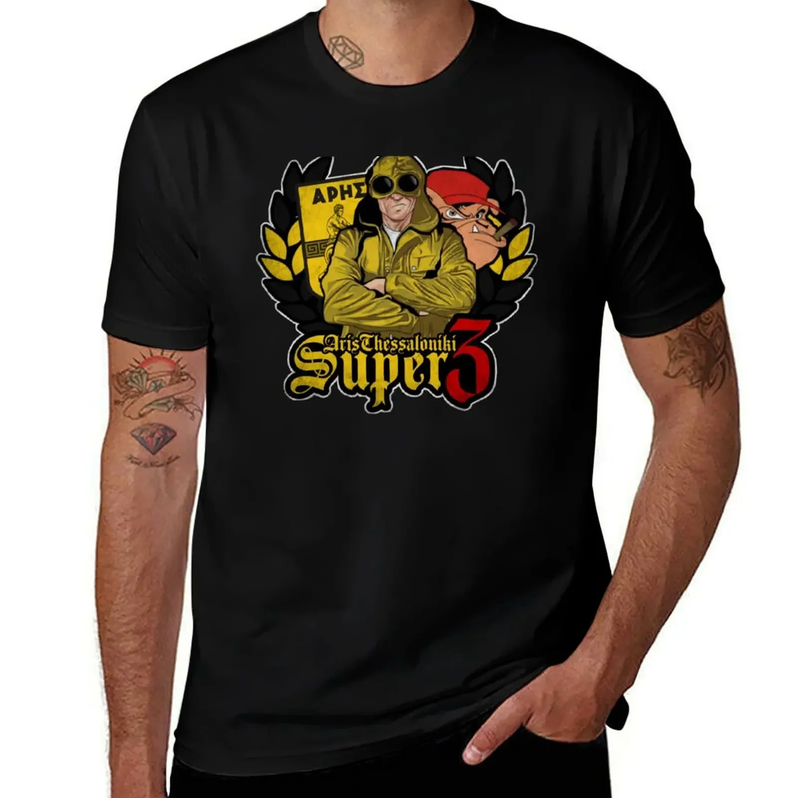 Aris Thessaloniki Super 3 T-Shirt Short sleeve tee anime stuff customs man t shirt mens t shirt graphic