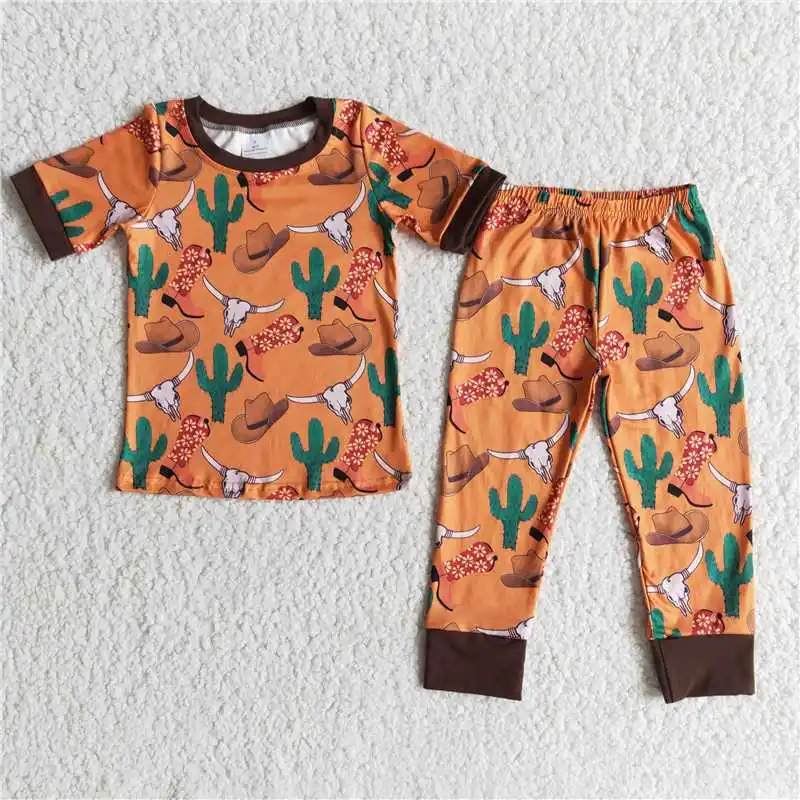 

Wholesale Boys Summer Short-Sleeved Long-Sleeved Suit With Animal Pattern Elements And Colors In The Same Color System