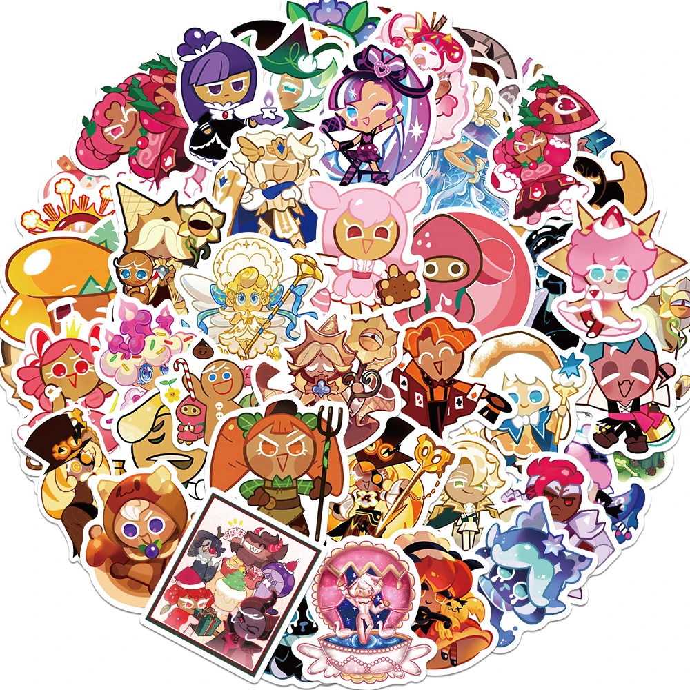 50Pcs Cartoon Cute Cookie Run Kingdom Graffiti Creative Sticker Toy Skateboard Guitar Phone Computer Fridge Decoration Sticker